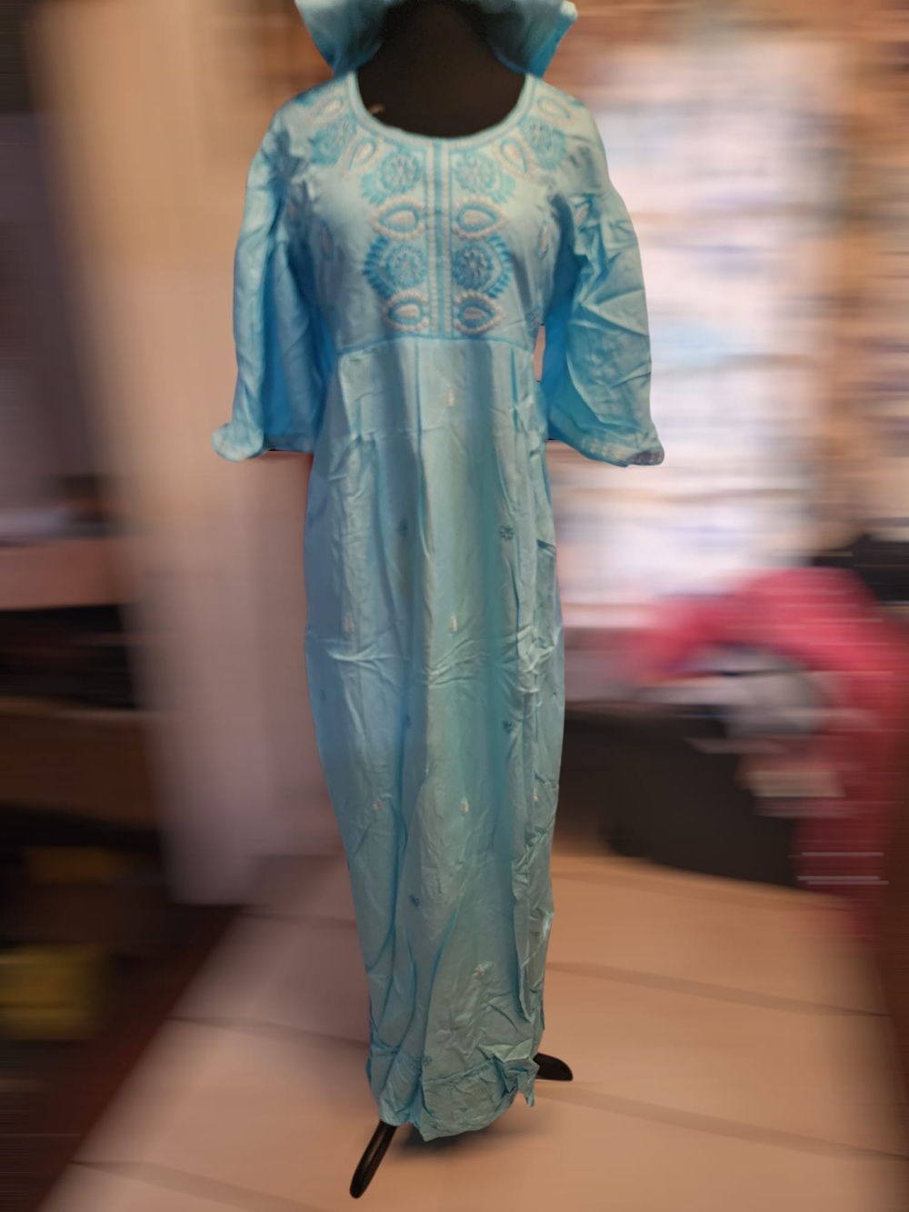 Light Blue Embroidered Maxi Dress - Brand Unspecified